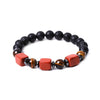 Tiger Eye and Lava Rock Bracelet with Square Natural Stone Beads