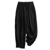 Cotton Linen Harem Pants with Pockets, Loose Fit Cropped Trousers