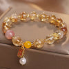 Rutilated Quartz Butterfly and Pixiu Charm Bracelet