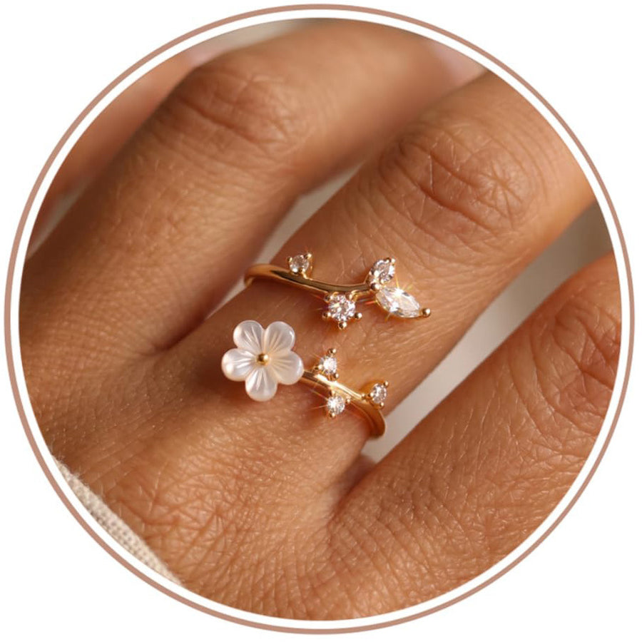Adjustable Flower Ring with Cubic Zirconia