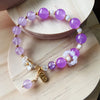 Chalcedony and Glass Bead Bracelet with Flower Charm