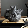 Dragon and Phoenix Zisha Teapot, Hand-Carved Ceramic Pot