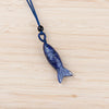 Carved Fish Stone Pendant Necklace, Natural Gemstone Charm