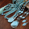 Turquoise Boho Necklace and Jewelry Set with Tassel