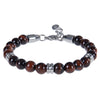 Natural Stone Bead Bracelet with Stainless Steel Accents