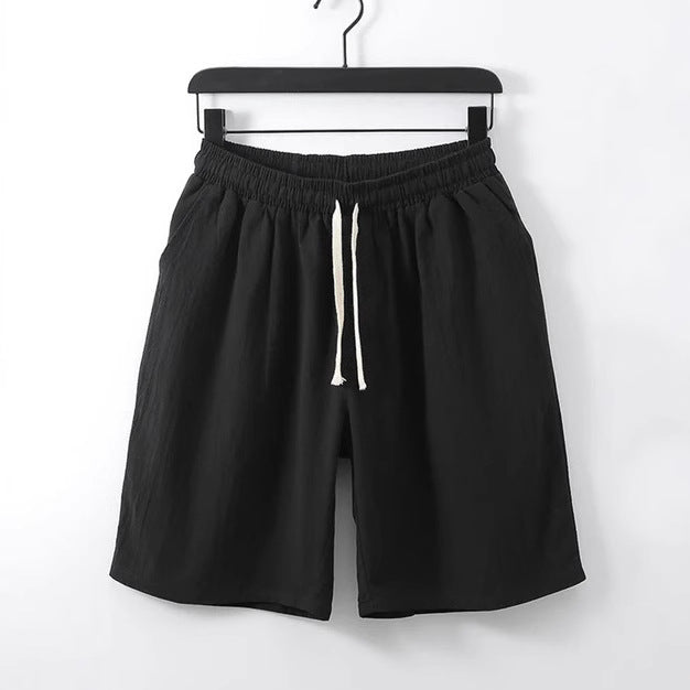 Men's Casual Solid Color Cotton-Feel Shorts With Pockets