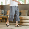 Men's Wide Leg Pants Linen Cropped Trousers