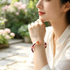 Natural Strawberry Quartz Bead Bracelet with Sliding Ring