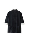 Men's Tang Suit Half Sleeve Shirt Cotton Linen Top