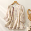 Embroidery Design Leaves Women's Three Quarter Sleeve Shirt