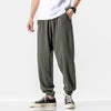 Solid Color Drawstring Cotton Men's Pants With Pockets