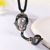 Silver Sheen Obsidian Fox Pendant Necklace
