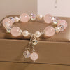 Pink Crystal and Pearl Bracelet with Bell Charm