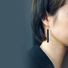 Ebony Wood Texture Balance Peace Drop Dangle Earrings