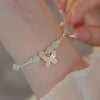 Silver-Plated Butterfly Charm Bracelet with Pale Beads