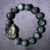 Rainbow Obsidian Fox Bracelet, Black Stone Beads