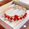 Wire Wrapped Natural Stone Double Loop Bangle Bracelet