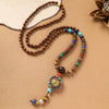 Handmade Wood Bead Necklace with Alloy Pendant