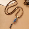 Handmade Wood Bead Necklace with Alloy Pendant