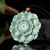 Lotus Pattern Jade Luck Prosperity Necklace Pendant