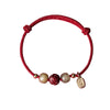 Hetian Jade Lotus Rope Bracelet with Gold-Tone Charm