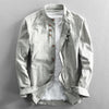 Men's Linen Cotton Long Sleeve Stand Collar Shirt
