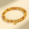 Tiger Eye Charm Bracelet with Koi, Bamboo and Mantra