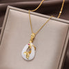 Lotus Peace Buckle Necklace Pendant, Titanium Steel Chain