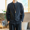 Men's Linen Tang Suit Shirt with Frog Buttons, Long Sleeve