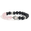 Hamsa Hand Lava Rock Bracelet with Natural Stone Beads