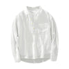 Men's Loose Long Sleeve Linen Shirt Solid Color Half Button