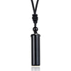Crystal Cylinder Pendant Necklace with Gemstone Bead