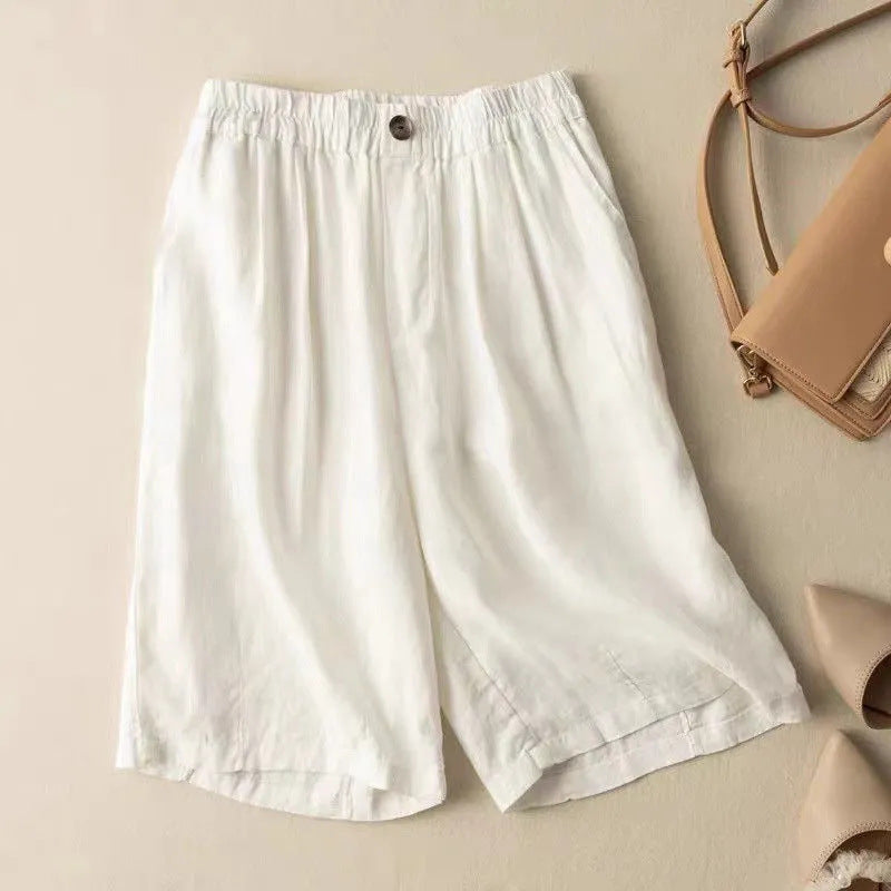 Women's Cotton Linen Shorts with Pockets