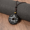 Black Obsidian Dragon Phoenix Pendant Necklace