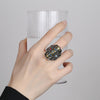 Rotatable Mantra Ring with Garuda and Six Syllables
