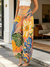 Women's Wide Leg Harem Pants with Elastic Waist, Breathable Polyester