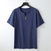 Men's T-Shirt Solid Color Top Short Sleeve Three-button V Collar Soft Shirt
