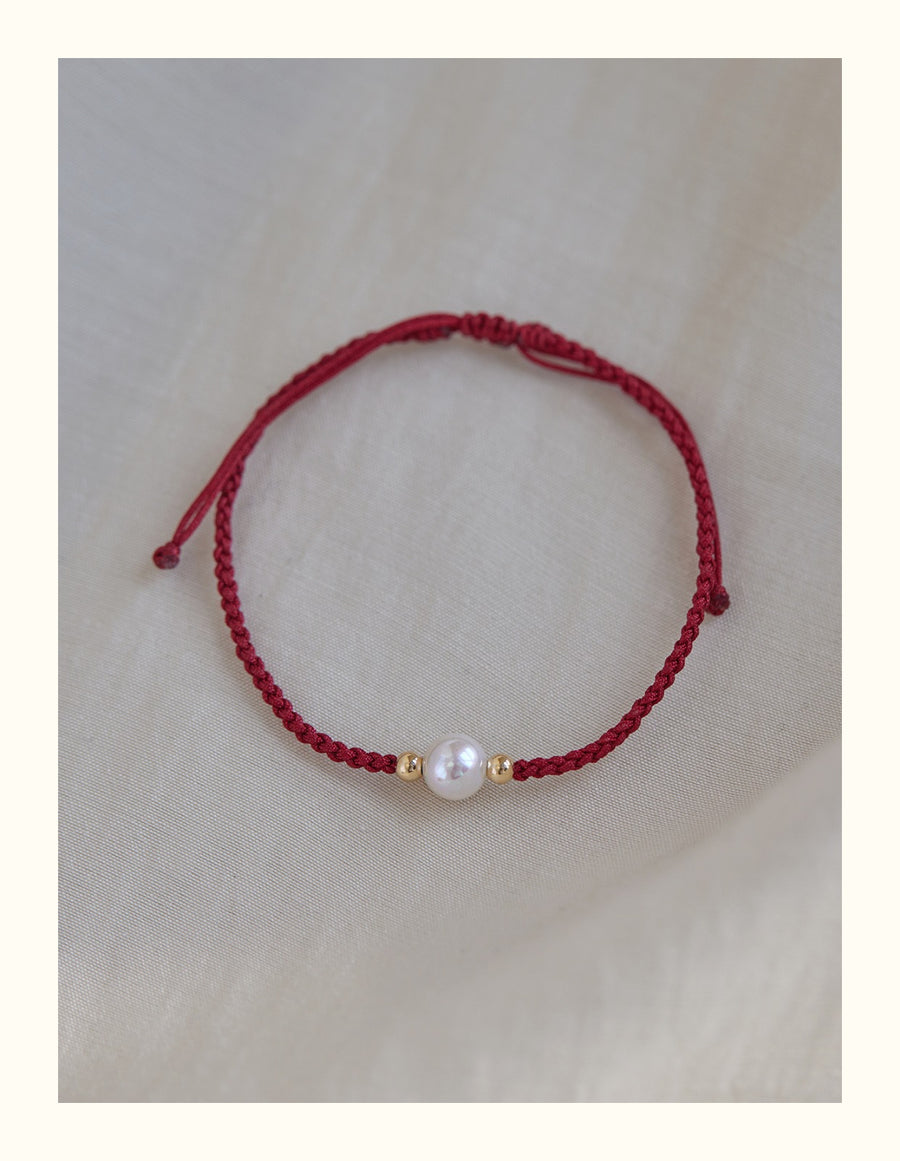 Pearl Bead Luck Braid String Bracelet