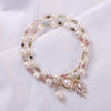 Strawberry Quartz Love Maple Leaf Charm Double Wrap Bracelet