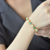 Lotus Flower Bracelet with Imitation Jade and Enamel