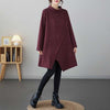 Asymmetric Cotton Midi Dress with Mock Neck and Pockets
