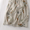 Vintage Beige Floral Short Sleeve Dress with Drawstring