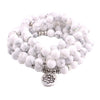 Natural White Turquoise Lotus Mala Bracelet 108 Beads
