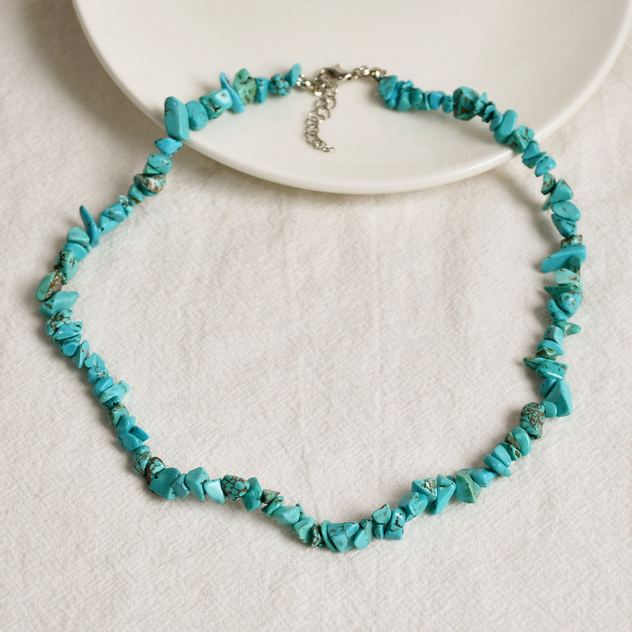 Turquoise Boho Necklace and Jewelry Set with Tassel