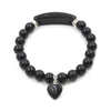 Quartz Love Heart Beads Bracelet with Gemstone Pendant