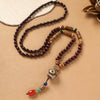 Handmade Wood Bead Necklace with Alloy Pendant