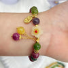 Flower Charm Bracelet with Faux Tourmaline Beads