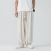 Men's Straight Leg Pants Summer Drawstring Ankle Length Solid Color