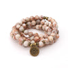 108 Mala Beads Bracelet Natural Stone Lotus Charm
