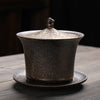 Rustic Ceramic Gaiwan Teacup with Lid and Saucer